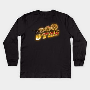 Graphic Basketball Utah Proud Name Teams Vintage Kids Long Sleeve T-Shirt